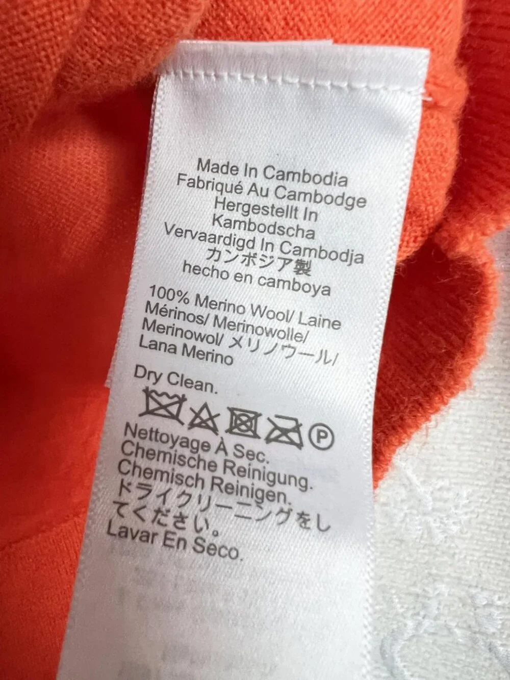 J Crew Halle merino wool crewneck sweater neon orange lightweight knit jumper